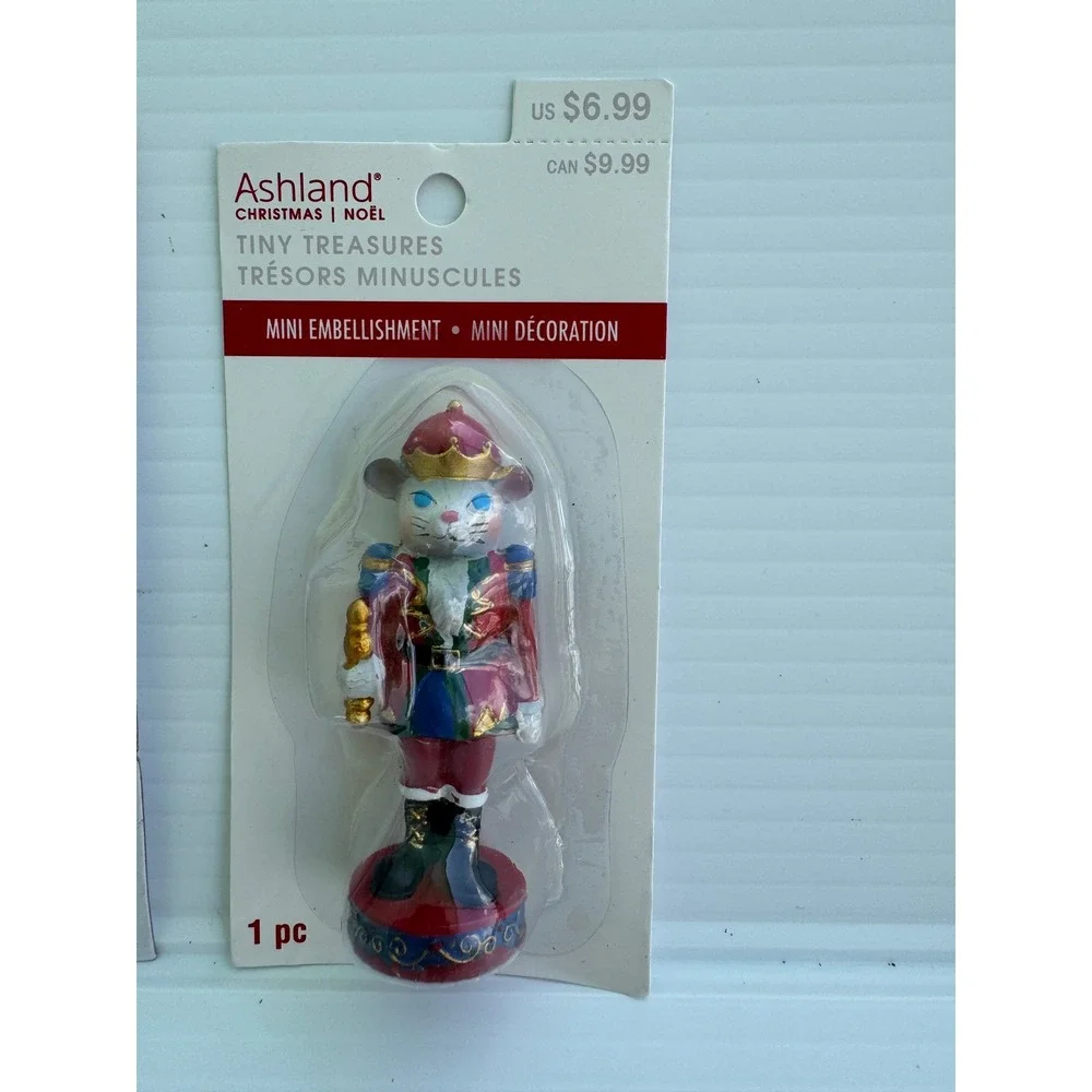Ashland Tiny Treasures Christmas Mini Embellishments Nutcracker Mouse King Set 2